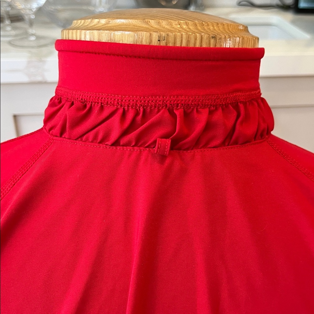 SPANX Active Contour Jacket Vibrant Red zip Front ruched collar and cuff detail - Picture 10 of 15